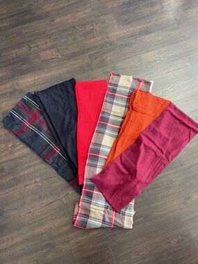 LOT of 6 Scarfs Blanket Infinity Plaid Burgundy Red Orange Black Preppy Trendy